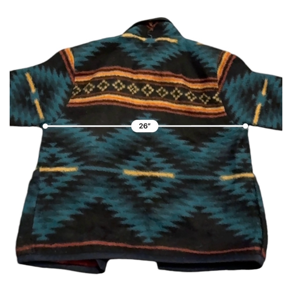 Vintage 80s Yumaland Women’s Aztec Fleece with Shoulder Pads Belt Sz L​​​​​ - Picture 6 of 7